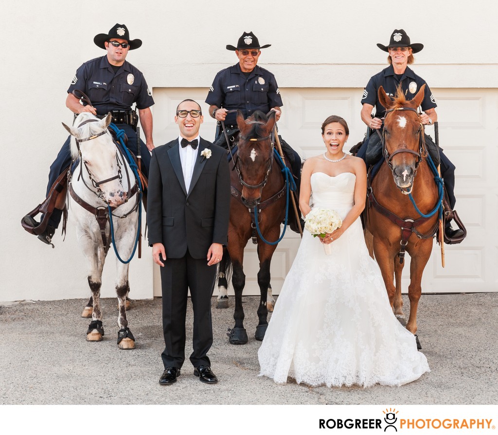 Married Couple & Mounted Police Officers