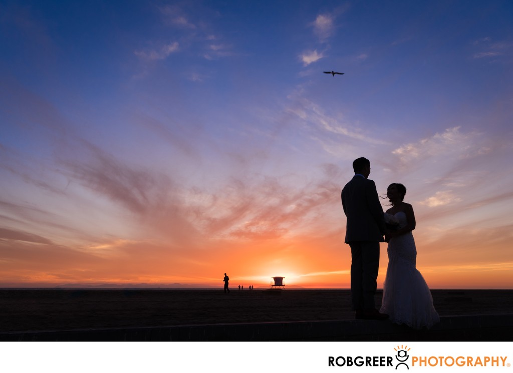 Wedding Day Sunset: Beach Silhouette