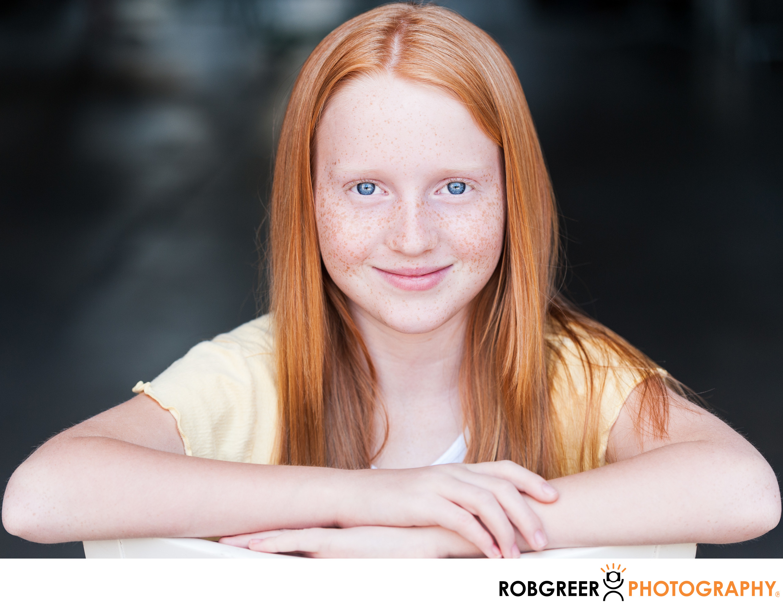 Adolescent Portrait Of Redhead With Freckles Houston Headshot Photography Rob Greer Photography