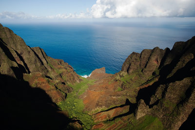 Aerial View of Napali Coast Landward View