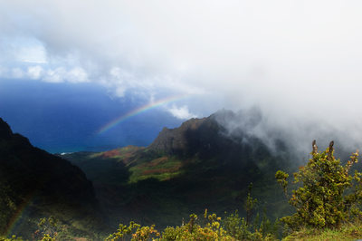 Clouds & Rainbow at Kalalau Lookout, Kauai