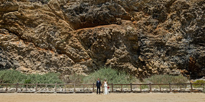 Bride and Groom at Terranea Beach Cliff 