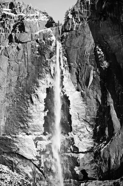 Frozen Upper Yosemite Falls in Black & White