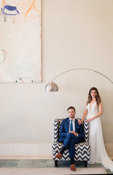 Modern Bride & Groom Indoor Portrait